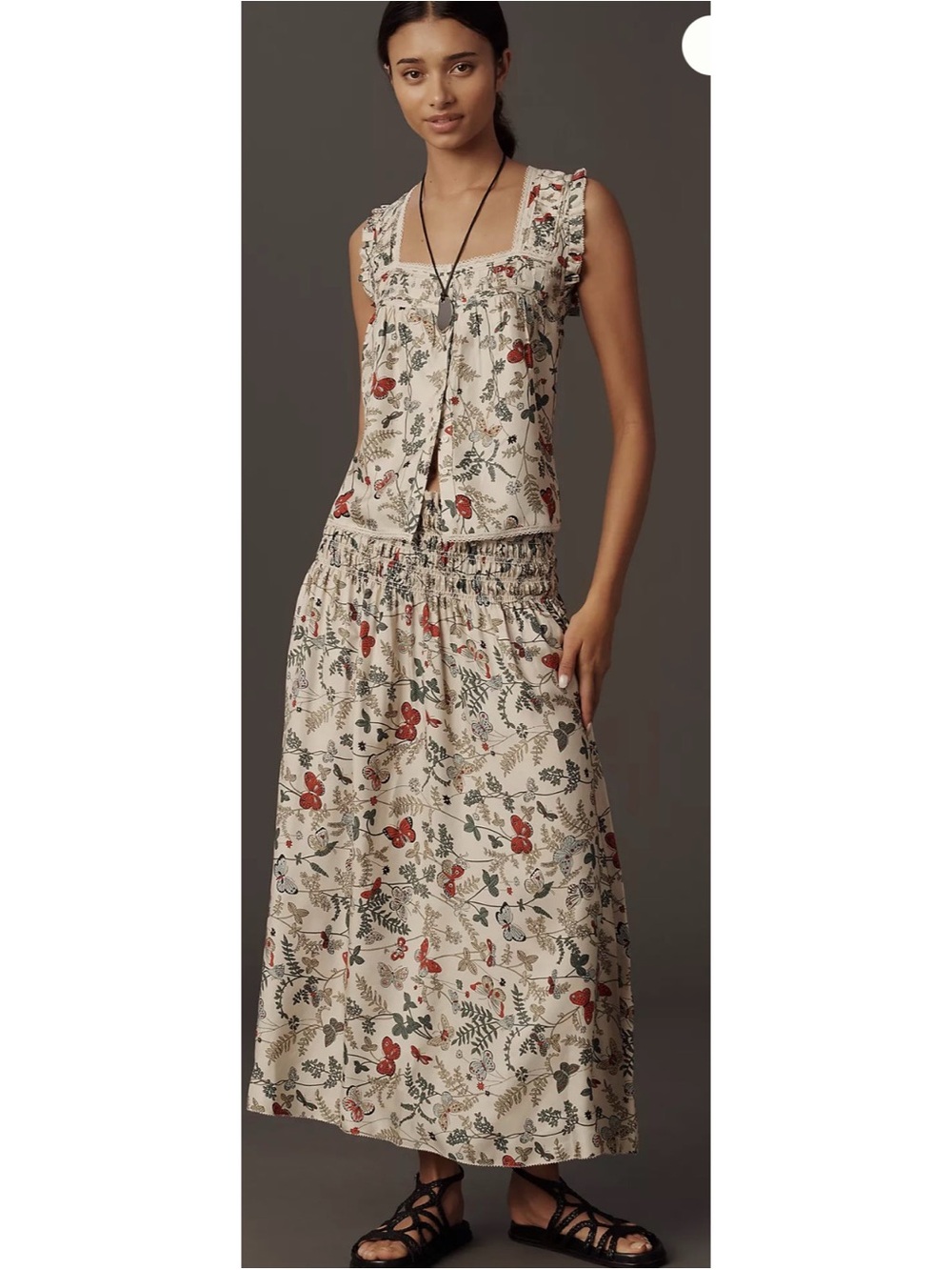 The Great Floral Cream Maxi Skirk and Tank - Lightweight Women’s Skirt